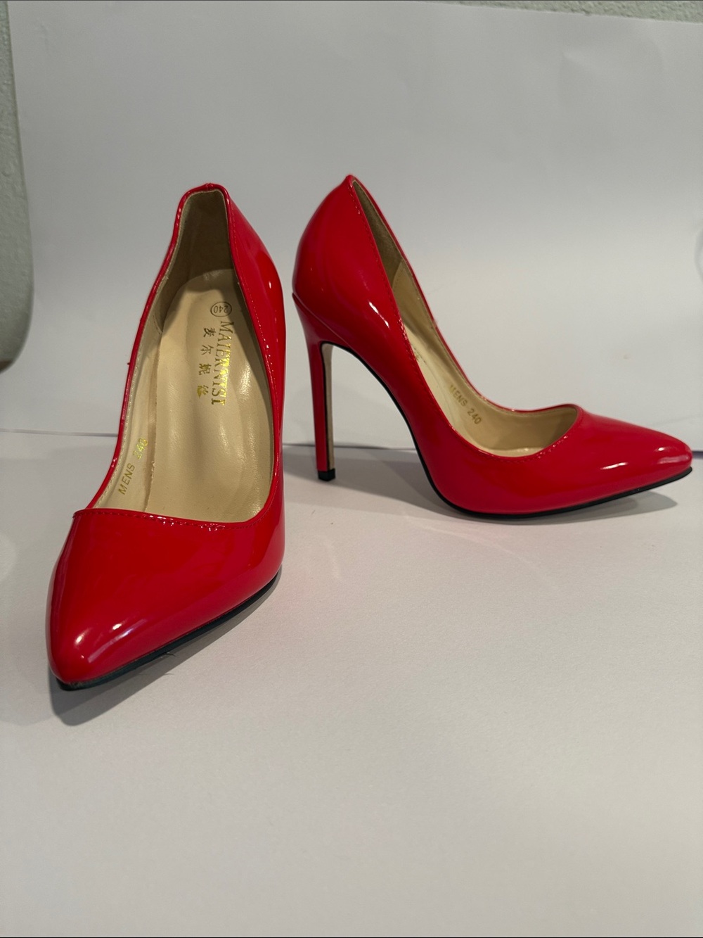 Red Patent Pointed-Toe Stiletto Heels